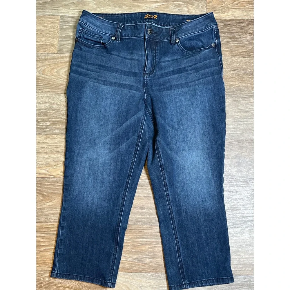 Seven7 Womens Skinny Crop Jeans Dark Wash Denim Boho Preppy Size 12